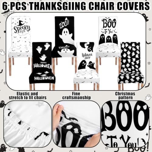 Mindsoft 6 Pcs Halloween Chair Covers Scary Dining Chair Slipcovers