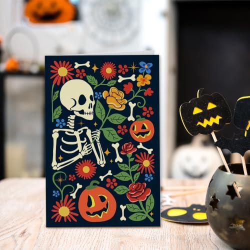 24 Pack Cute Halloween Greeting Cards, Cozy Halloween Decor Cards with Envelopes, Bulk Non-Scary Halloween Card Set for Adults Kids Teachers Party Favors, Blank inside