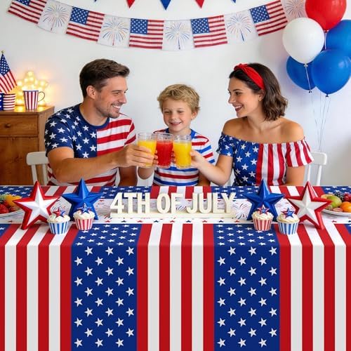 3 Pack Patriotic Tablecloths,Red White and Blue Tablecloth,Patriotic Decor