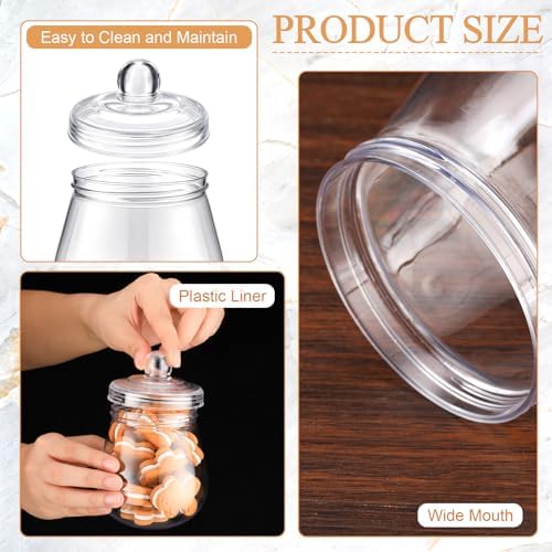 Nuogo 4 Pcs Plastic Candy Jars with Lid Unbreakable,Classic,16 oz
