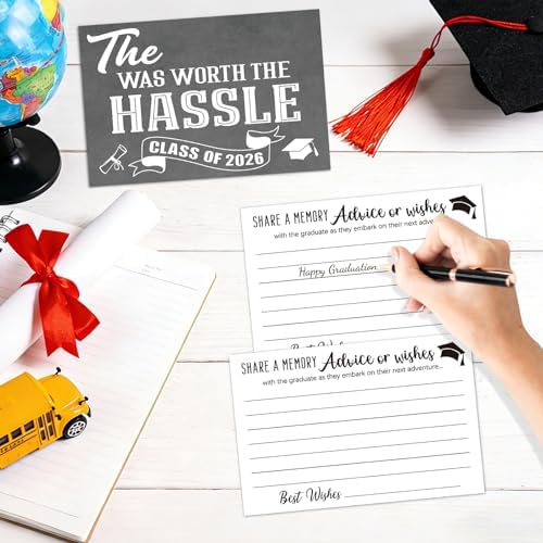50 PCS Graduation Wishes and Advice Cards 2026, Advice for the Graduate 2026, Graduation Party Supplies for Elementary College Senior High School (Grey.50)