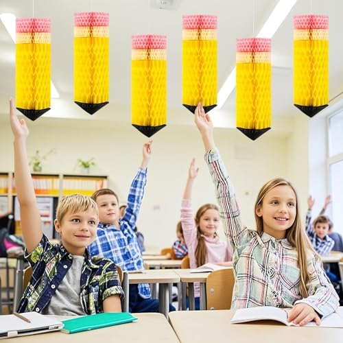 JULMELON 6 Pcs Back to School Hanging Pencil Lanterns for Classroom Decor
