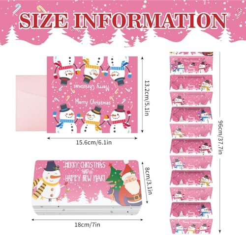 Jaywayang Christmas Money or Gift Card Holder with 10 Slots, Surprise Cash Envelope Holders for Men Women Girls Boys (Pink)