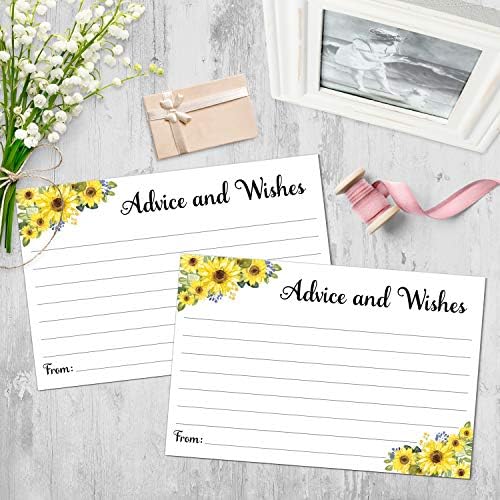 321Done Advice and Wishes Cards, 4x6, Set of 50, Sunflowers on White