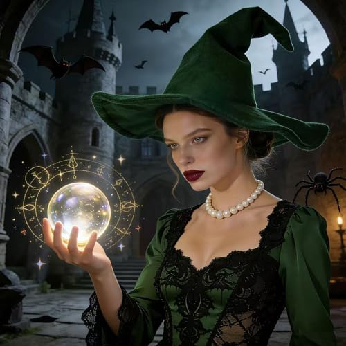 NTIERA Witch Hat, 18IN Wizard Hat Cosplay Accessories for Halloween Costume Party Christmas Masquerade Carnivals