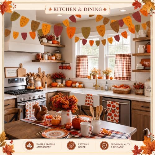 VitalCozy 5 Pcs Fall Maple Leaves Banner Fall Classroom Decor 49 ft