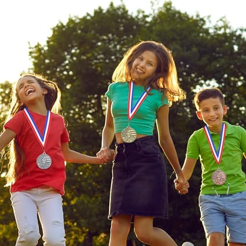 30 Pcs Award Medals 2" Gold Silver Bronze with Ribbon, Field Day