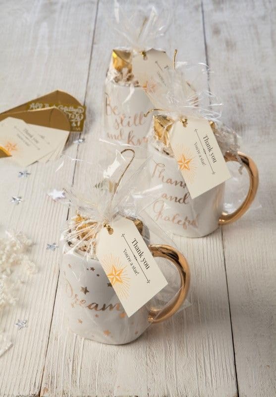 WIKDAY Cellophane Bags 100 PCS 8x11 Inches Clear Gift Treat Gags with Ties