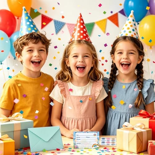 12Pcs Cute Cartoon Dog Birthday Invitations Set with Envelopes & Stickers, Puppy Paw Theme Invitation Cards for Birthday Decorations Party favors Supplies
