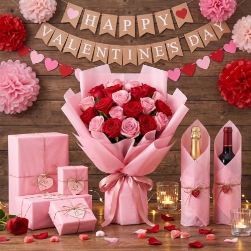 Pink Tissue Paper - 100 Sheets Wrapping Paper for Pink Birthday Decorations