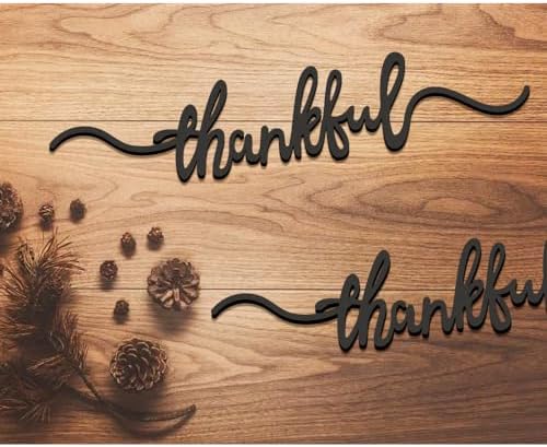 Thanksgiving Cutout Wood Table Place Card (8, Thankful Black)