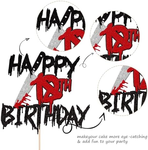 1 PCS Happy 18th Birthday Cake Topper Black Glitter Cheers to 18 Years Horror Blood Knife Have a Killer Birthday Cake Pick for Halloween Killer 18th Birthday Party Cake Decorations Supplies