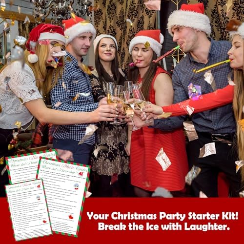 Christmas Movie Quotes Game Card - 20 Holiday Game Cards With 1 Answer Card - Xmas Film Party Funny Activity for Family, Adults & Teens - Christmas Party Supplies & Decor (Red & Green Stripe) - A04