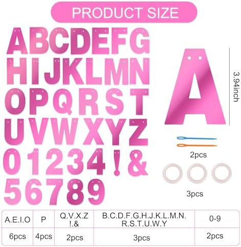 BEISHIDA Double-sided Pink 116PCS A-Z DIY Letter Custom Banner Party Decor