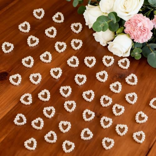 500 Pcs Pearl Heart Table Scatter Confetti Mini Wedding Decor