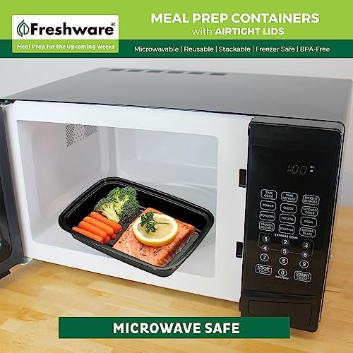 Freshware Meal Prep Containers 1 Compartment with Lids, Food Storage Containers, Bento Box, BPA Free, Stackable, Microwave/Dishwasher/Freezer Safe,24OZ (Pack of 300)