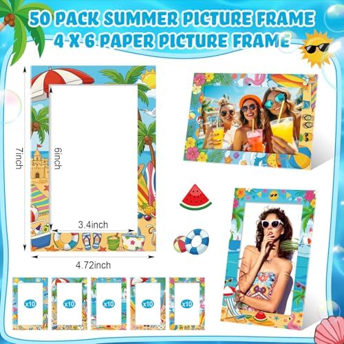 AmazingSpark 50 Pack 4x6 Beach Picture Frame Cards Paper Photo Frames