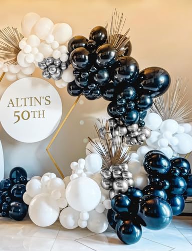 Black and Silver Balloons Garland Arch Kit, 135 Pcs, Party Decor