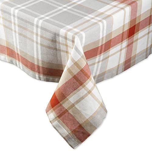DII Thankful Autumn Collection Fall Tabletop Decoration, Rectangle Tablecloth, 60x104, Cozy Picnic Plaid
