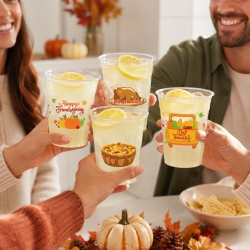 Disposable Thanksgiving Clear Plastic Cups, Bulk