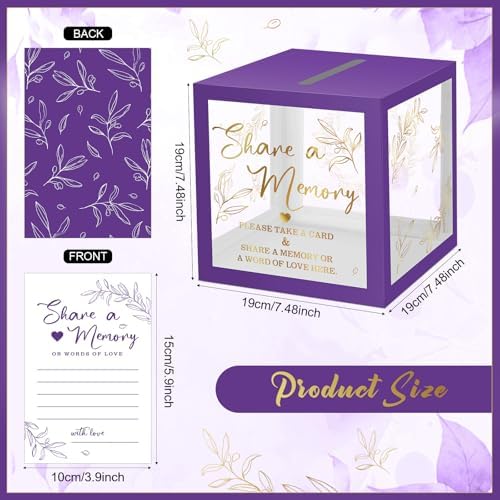 Pajean 50 Pcs Greenery Share a Memory Card, Celebration of Life Cards Box