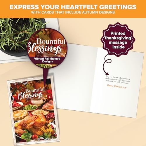 Decorably 18 Pack 5x7in Happy Thanksgiving Cards with Envelopes & Stickers