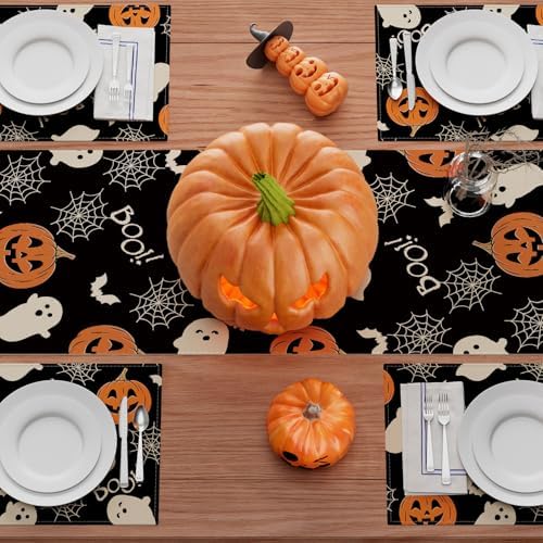 XCHI Halloween Ghost Pumpkin Table Runner for Table Decoration 13x72 Inch