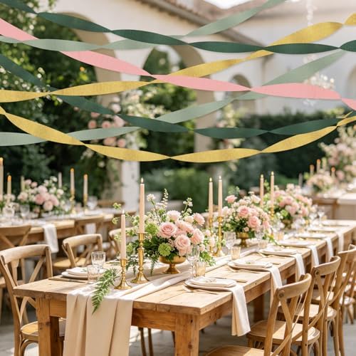 8 Rolls Sage Green Crepe Paper Streamers Party Decorations for Boho Wedding, Baby Shower, Engagement Party, Spring Party, Birthday Party Supplies
