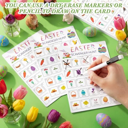 Hoolerry 30 Pcs Scavenger Hunt Cards for Kids Activities,Easter