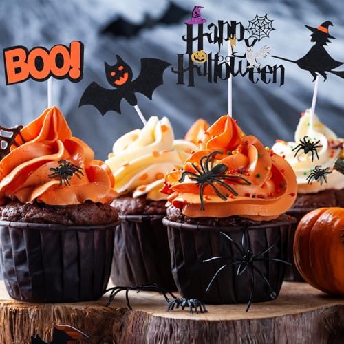 48 Pcs Halloween Cake Toppers Decorations Party Supplies
