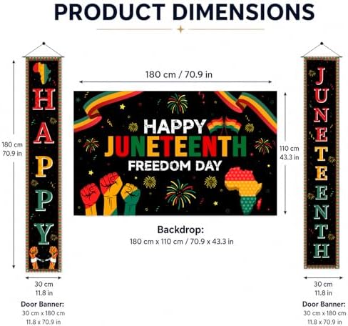 3Pcs Juneteenth Decoration Outdoor Happy Juneteenth Banner, June 19th Independence Day Freedom Day Backdrop, African Afro American Festival Celebration Supplies