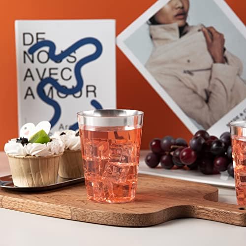 I00000 200PCS Silver Plastic Cups, 10 OZ Disposable Clear Plastic Cups