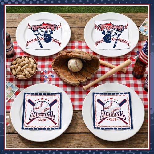 Natnarr 100 Pcs Baseball Napkins, 5" Baseball Birthday Napkins