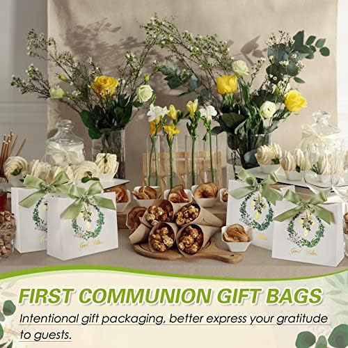 Colarr 36 Pieces First Communion Gift Bags Religious Baptism God Bless Paper Gift Party Favor Goodie Treat Candy Bags for Boys and Girls Christenings Easter Weddings Holiday Party Supplies (Pack of 2)