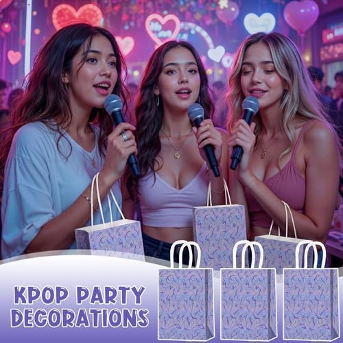 Kolldenn 48 Pcs Kpop Goodie Bags with Handles Purple Lightning Party Bags