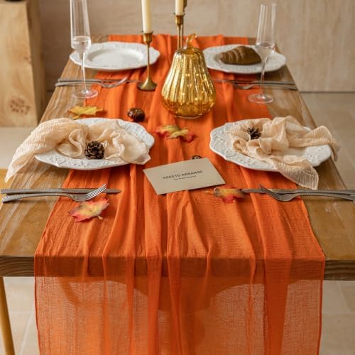 10Pcs Fall Orange Cheesecloth Table Runner 120 Inch Party Boho Home Decor