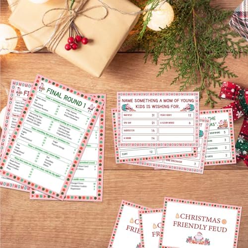 Christmas Friendly Feud Game, Friendly Christmas Party Games for Family Friends Large Groups, Funny Xmas Feud Quiz, Xmas Trivia Party Decoration for Winter Holiday -08