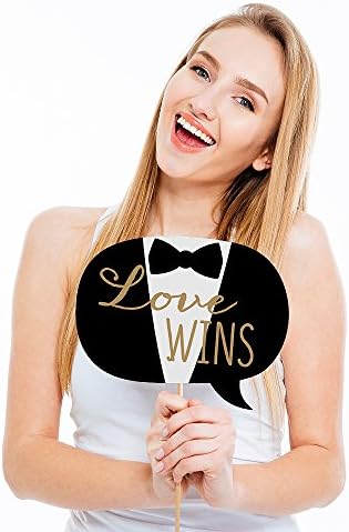 Mr. and Mr. - Gold - Gay Wedding Photo Booth Prop Kit, DIY Props - 20pc