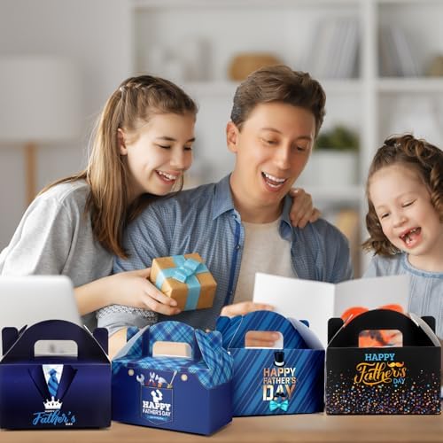 Dunzoom 24 Pcs Fathers Day Party Favors Fathers Day Treat Boxes Dad Theme Goodie Candy Gift Bags Holiday Paper Gift Container for Dads Birthday Decoration