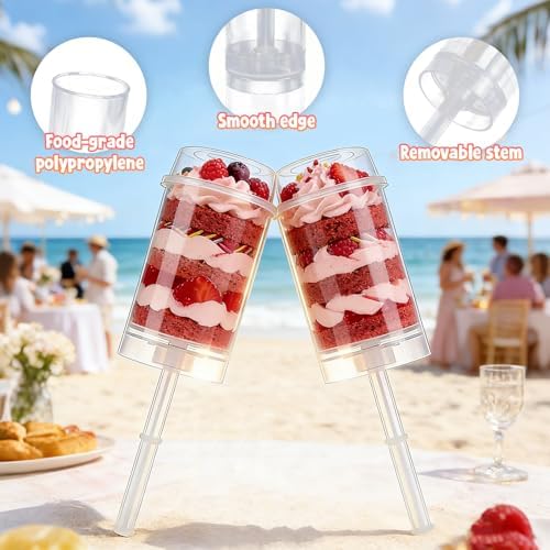 AZYM Cake Pop Stand, Clear Food-Grade Plastic Dessert Cups with Lids, Push Cake Pop Holder with Cutter Tool, Reusable Dessert Containers for Parties, Weddings, Birthdays, DIY Baking Supplies