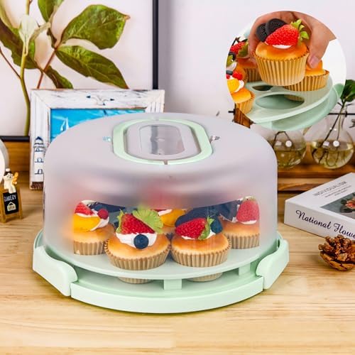 NPLUX Cake Carrier with Lid and Handle Green Cake Containers, BPA-Free