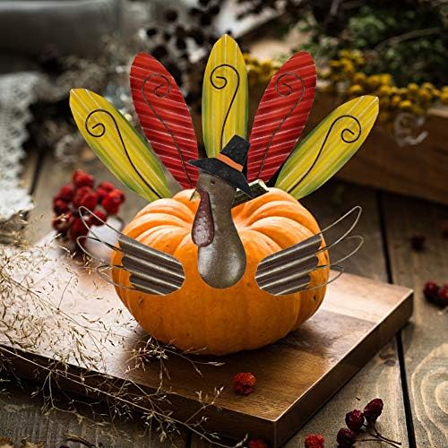 FORUP Pumpkin Turkey Making Kit, Metal Thanksgiving DIY Pumpkin, Poke into Pumpkin, Thanksgiving Pumpkin Decoration for Autumn Fall Thanksgiving Harvest Home Décor