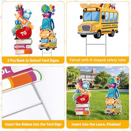 Welcome Back to School Sign - 2 Pcs First Day of School Yard Signs