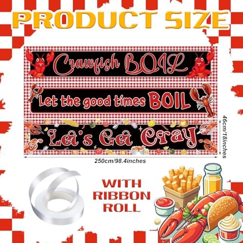 Remagr 3 Pcs Crawfish Banner Crawfish Boil Party Decorations