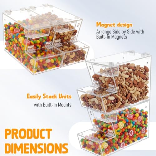 Clear Acrylic Candy Bin, Hinged Lid, Open Front, 4.5''x10.5''x6''