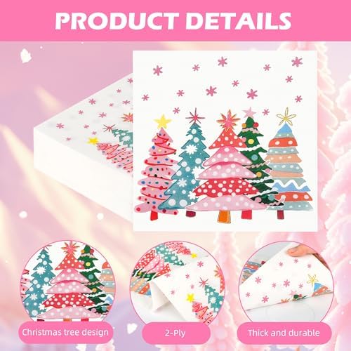 AimFun 100 Count Christmas Trees Paper Luncheon Napkins