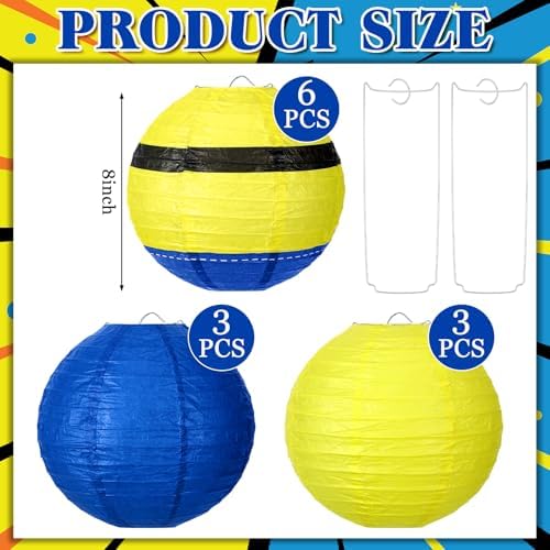 Baquler 12 Pcs Halloween Hanging Lanterns Decorations, Yellow, Blue