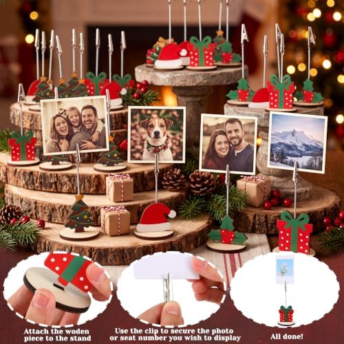 RattanView 24 Pcs Christmas Picture Holder for Centerpieces Xmas Photo