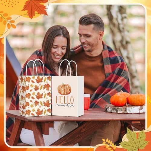 Kolldenn 48 Pcs Fall Party Favors Bags with Handles Autumn Goodie Bags