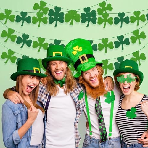 MARFOREVER 4 Pcs Felt Shamrock Banner St Patrick's Day Decorations